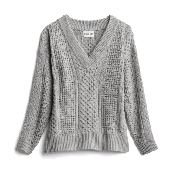 Olive & Oak Sweaters - Olive + Oak Cable Knit Fuzzy Sleeve Sweater